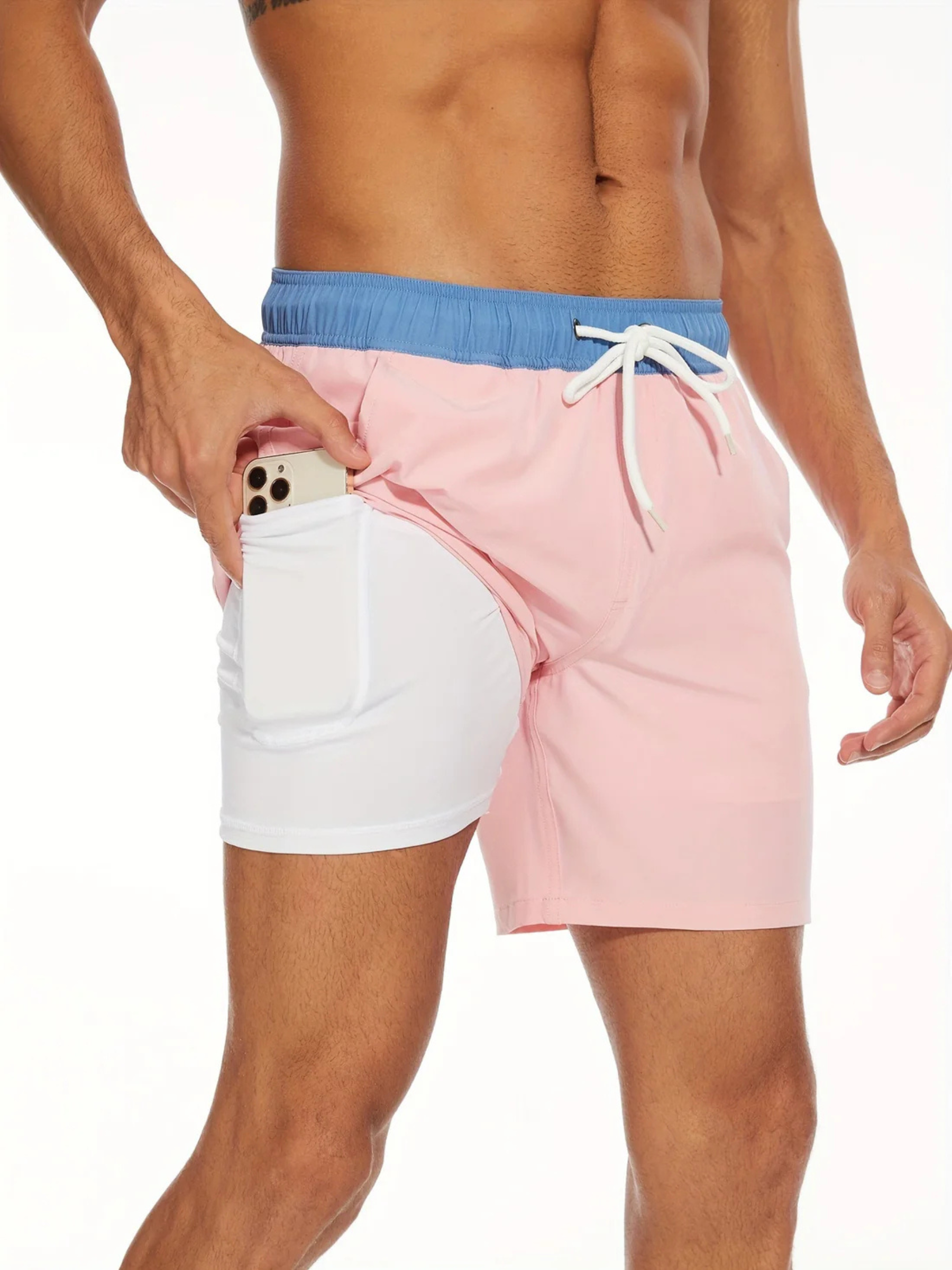 Short de bain athlétique à séchage rapide avec doublure de compression homme