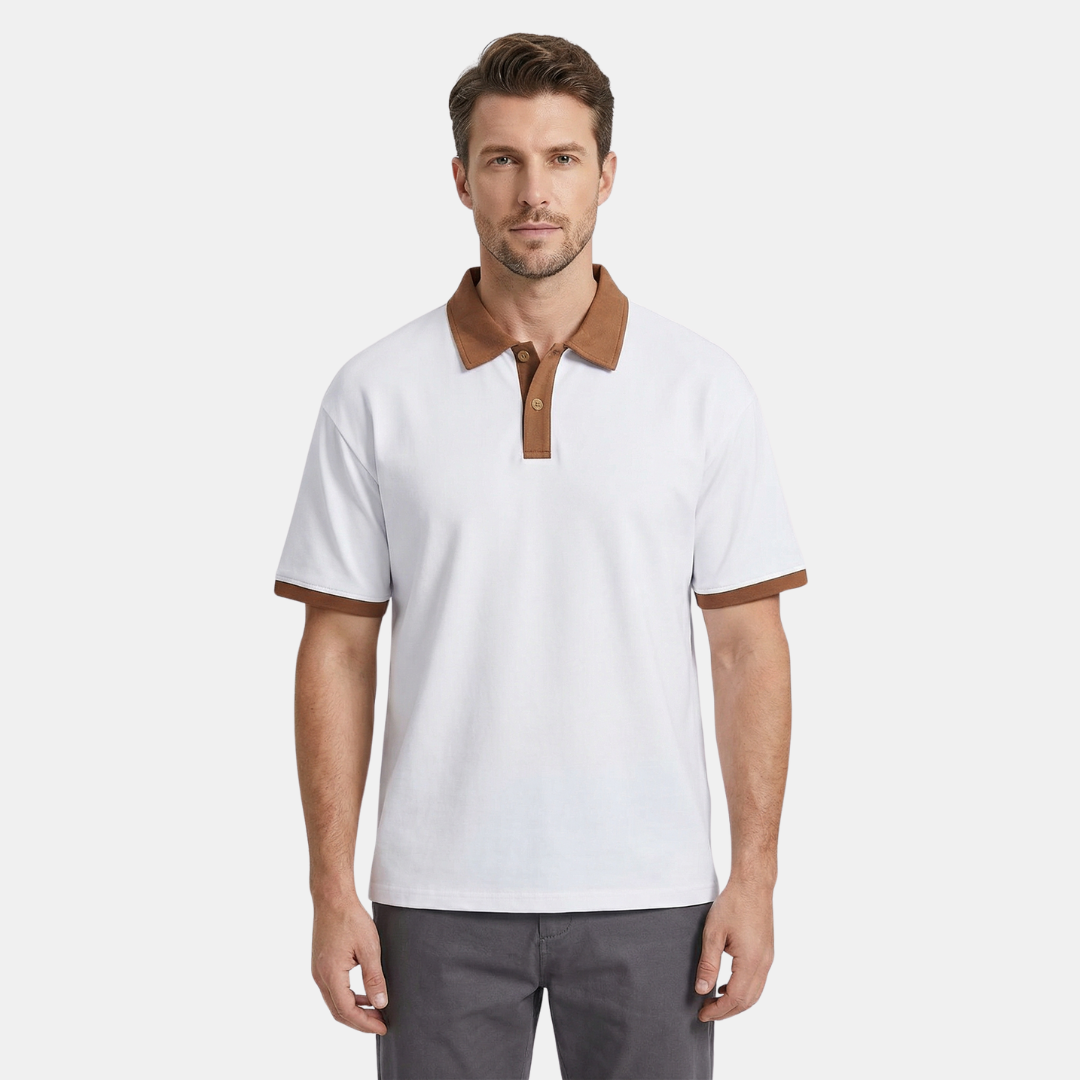 Polo homme uni à manches courtes avec col contrasté
