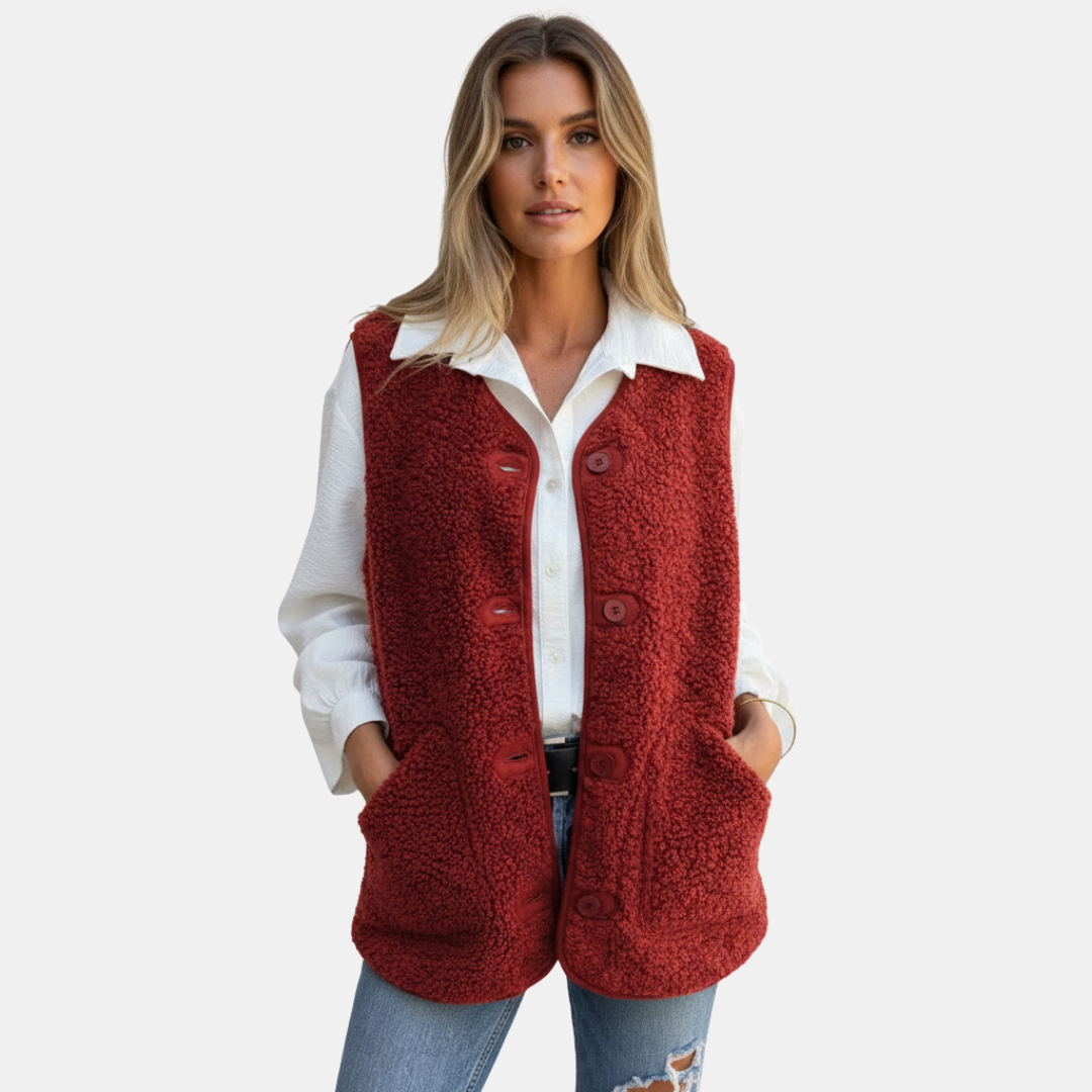 Gilet décontracté en polaire teddy pour femme