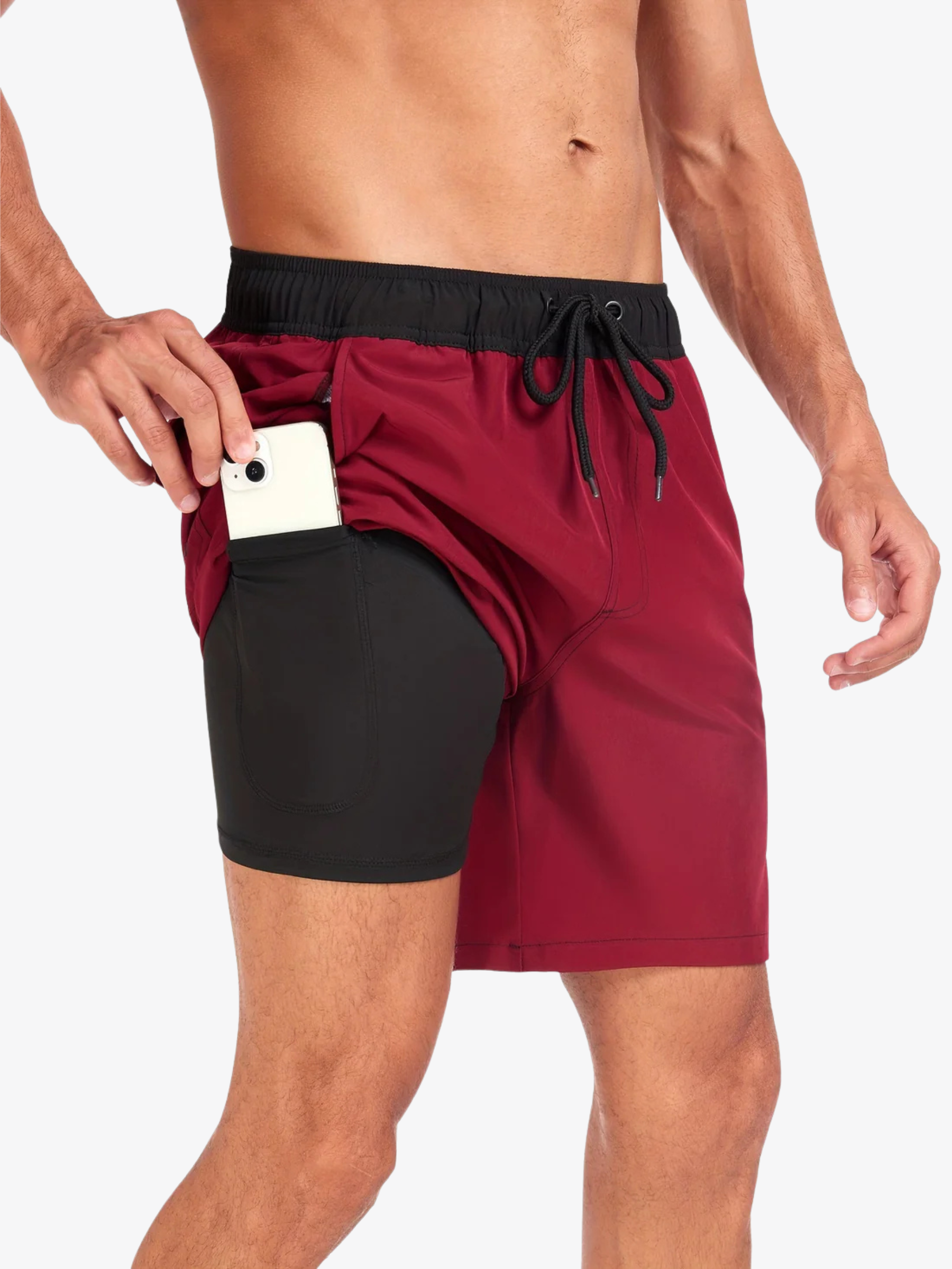 Short de bain athlétique à séchage rapide avec doublure de compression homme