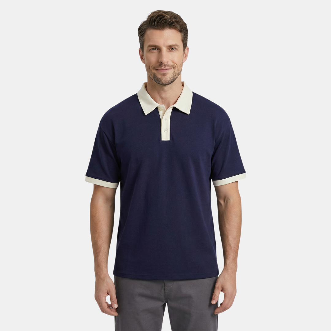 Polo homme uni à manches courtes avec col contrasté