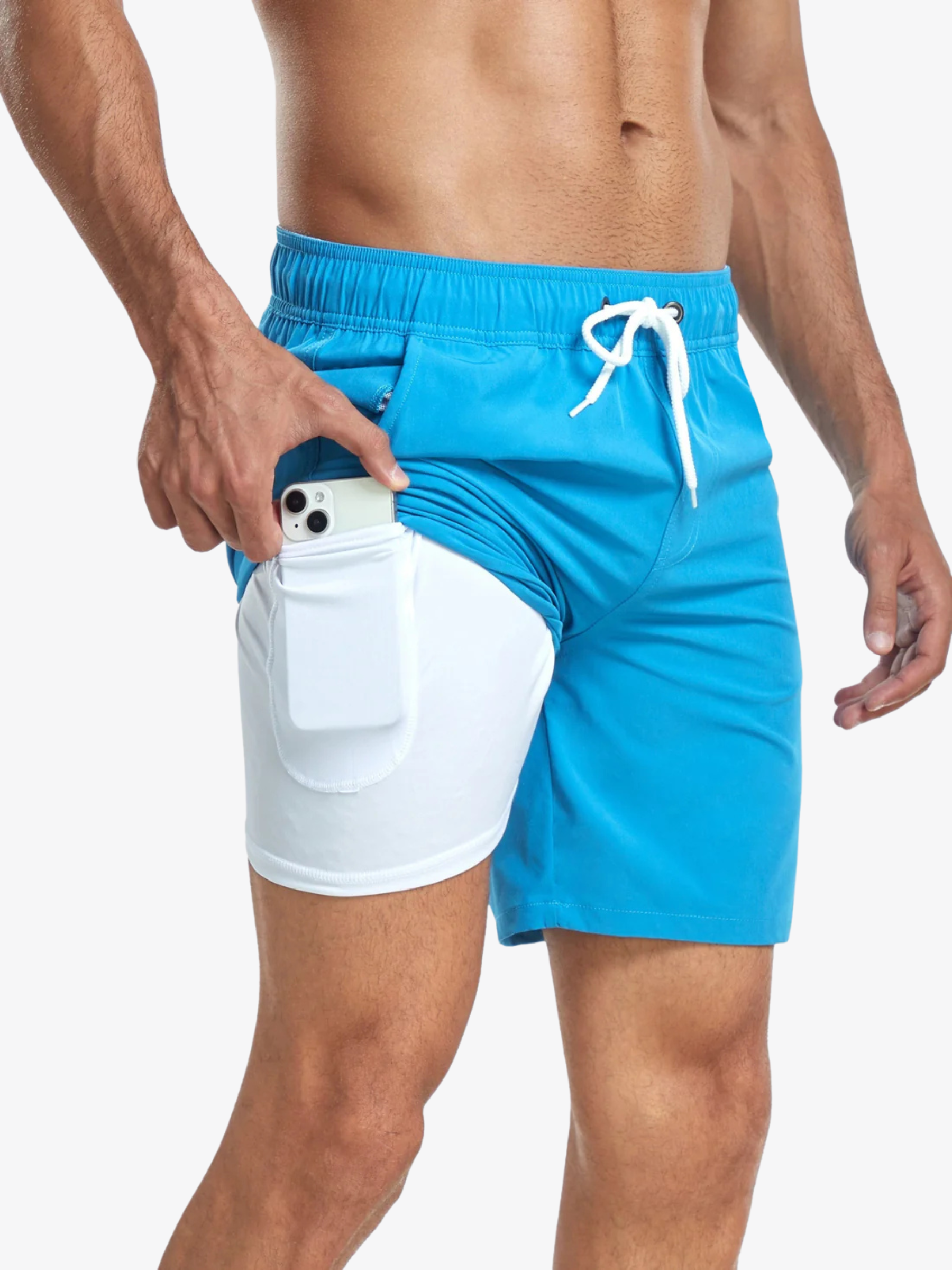 Short de bain athlétique à séchage rapide avec doublure de compression homme