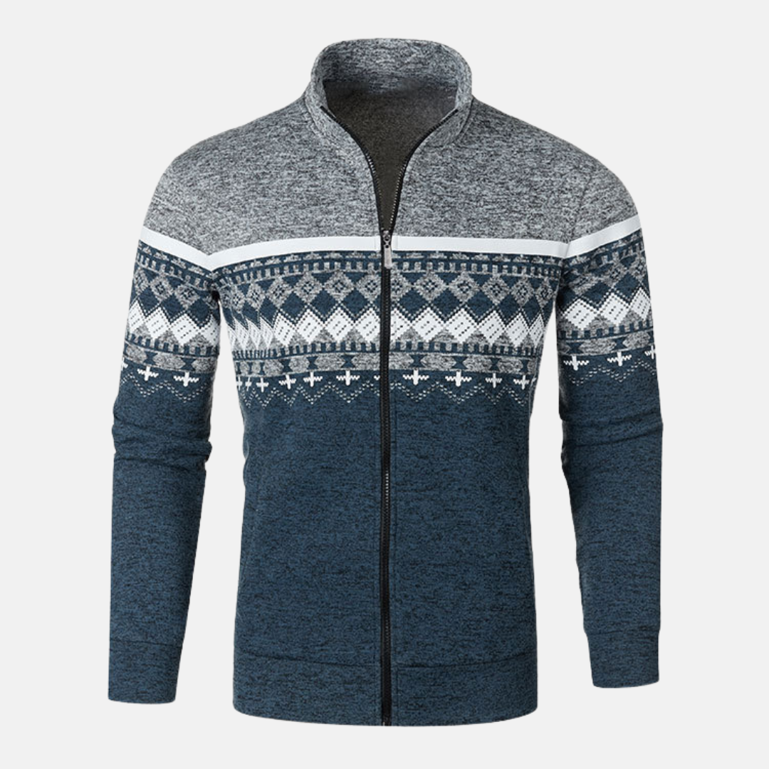 Gilet zippé à motifs nordiques pour homme