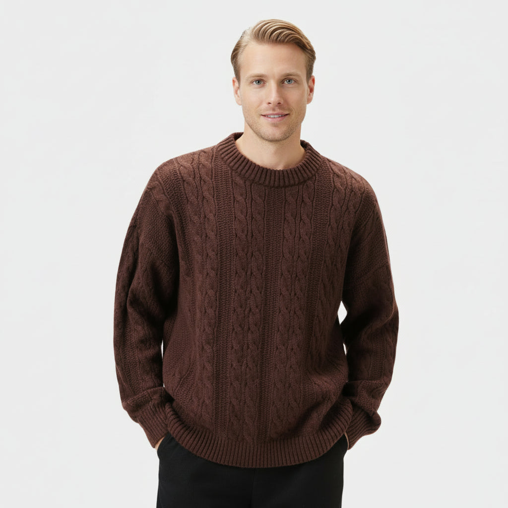 Pull torsadé chaud et confortable pour homme