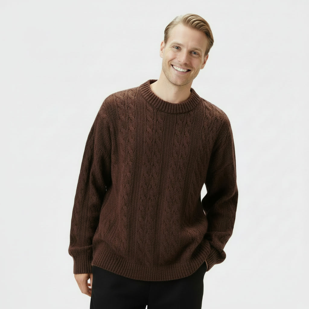 Pull torsadé chaud et confortable pour homme