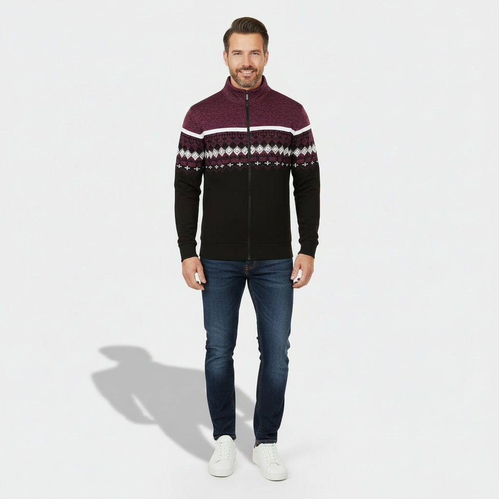 Gilet zippé à motifs nordiques pour homme