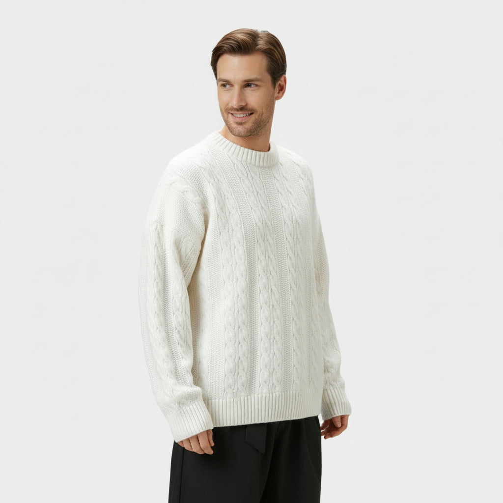 Pull torsadé chaud et confortable pour homme