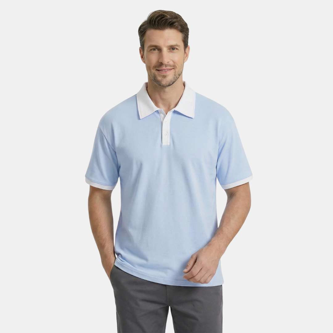 Polo homme uni à manches courtes avec col contrasté