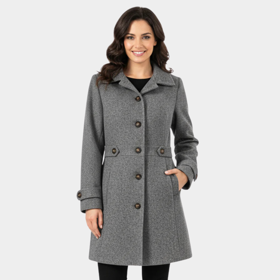 Manteau élégant avec boutons contrastés pour femme