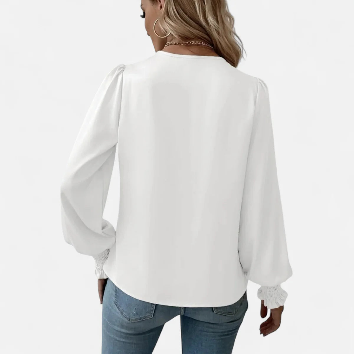 Blouse féminine Élégante à col V et manches lanternes