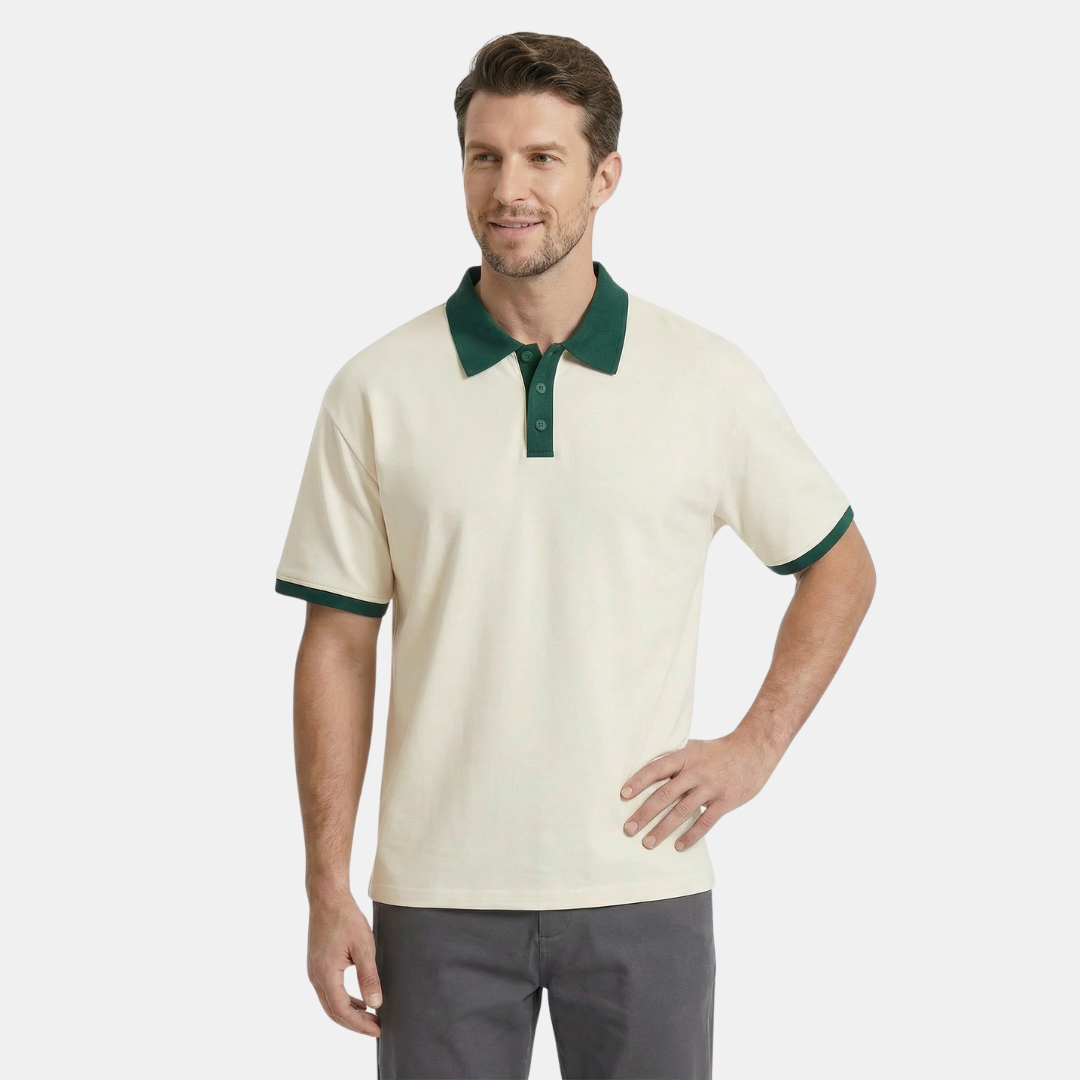 Polo homme uni à manches courtes avec col contrasté