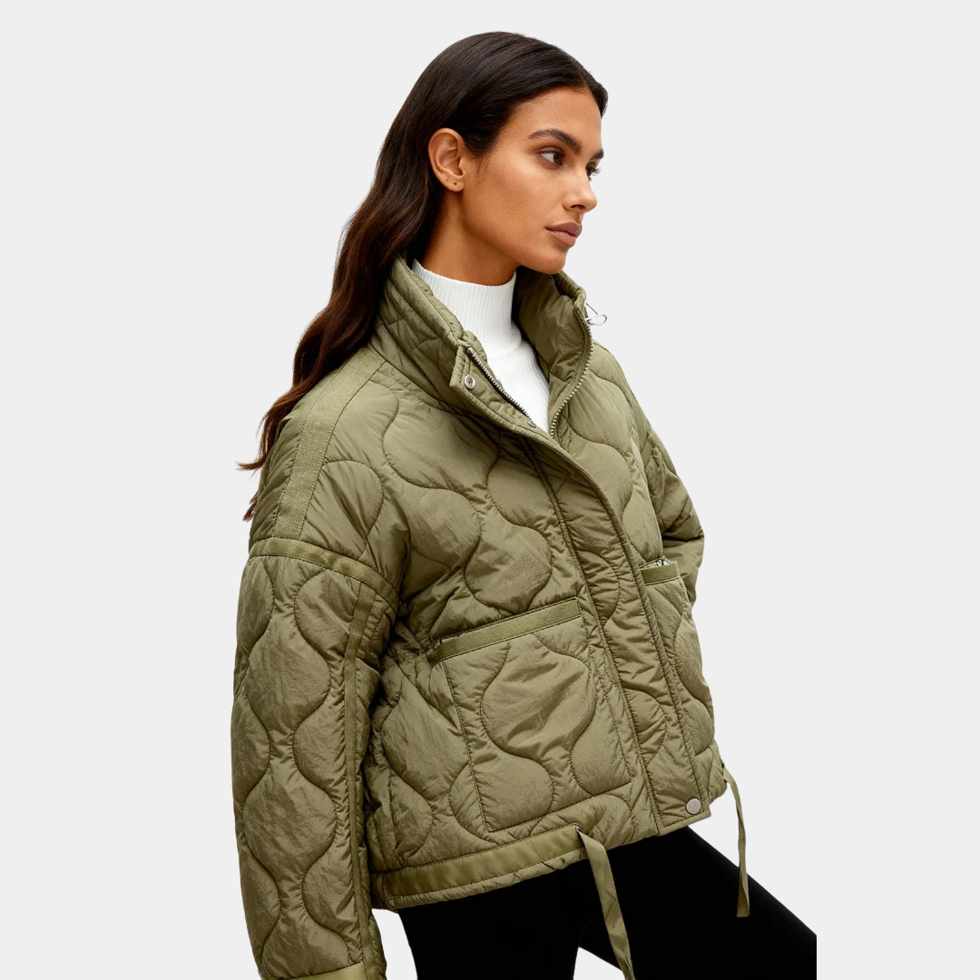 Veste matelassée pour femme avec col montant et motif quilt moderne