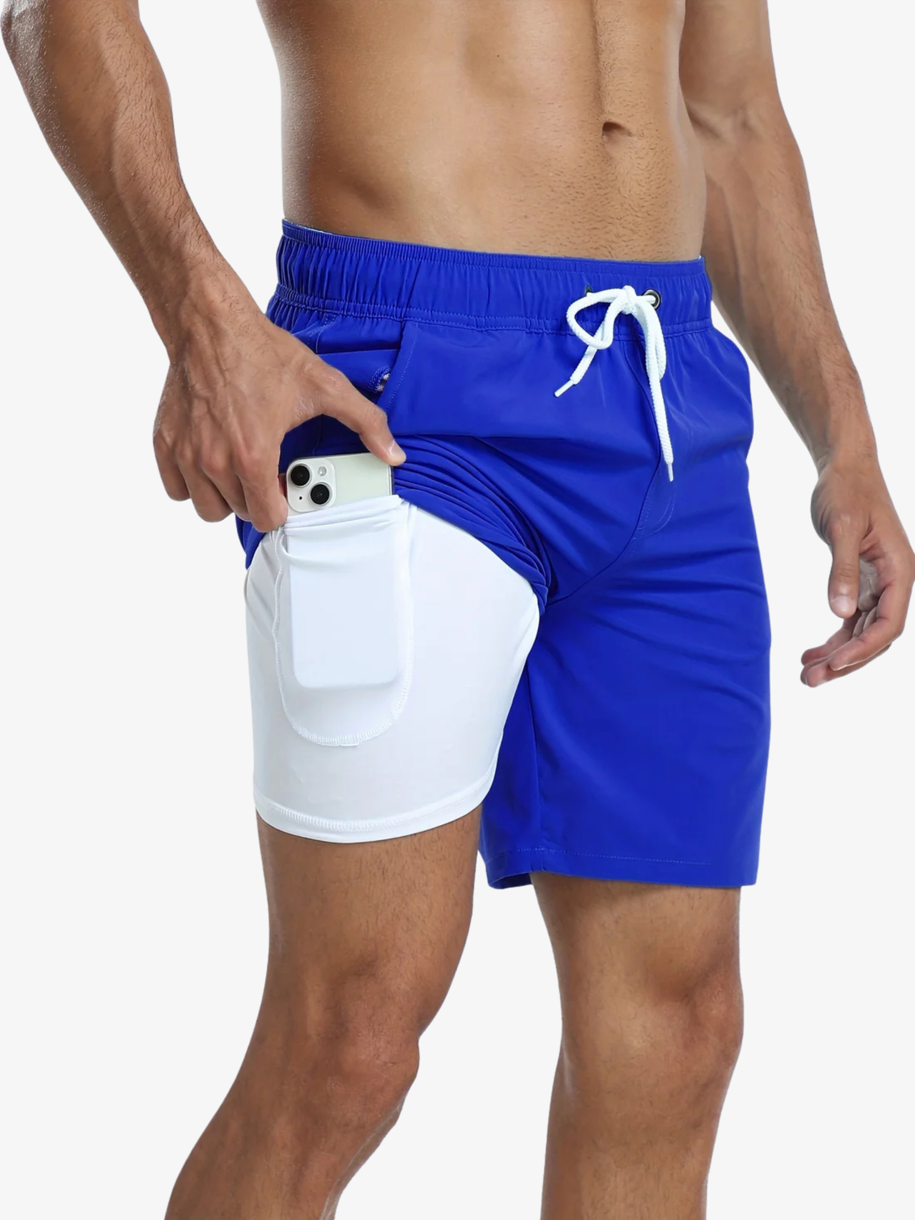Short de bain athlétique à séchage rapide avec doublure de compression homme