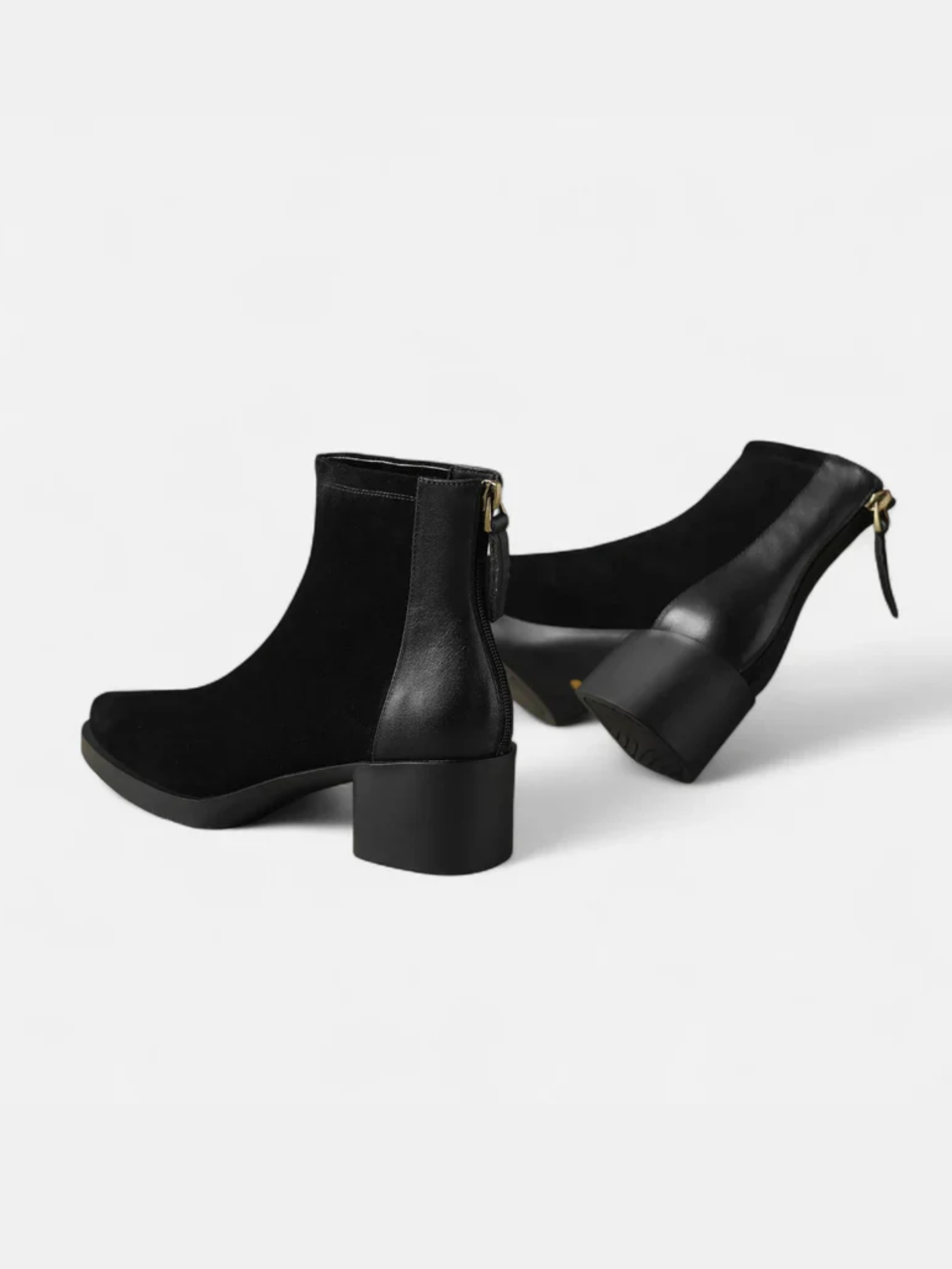 Bottines en daim pour femme à talon moyen et bout carré