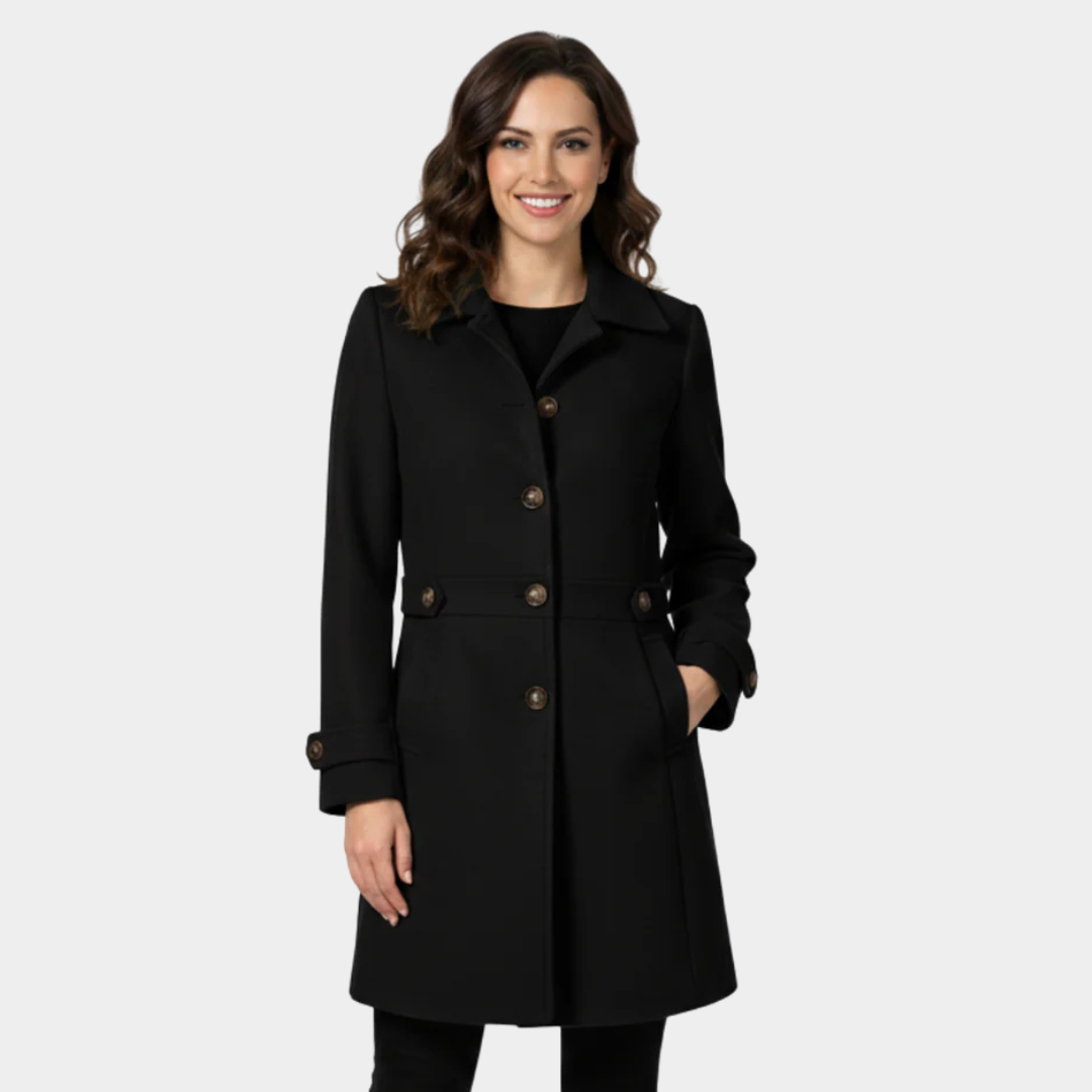 Manteau élégant avec boutons contrastés pour femme