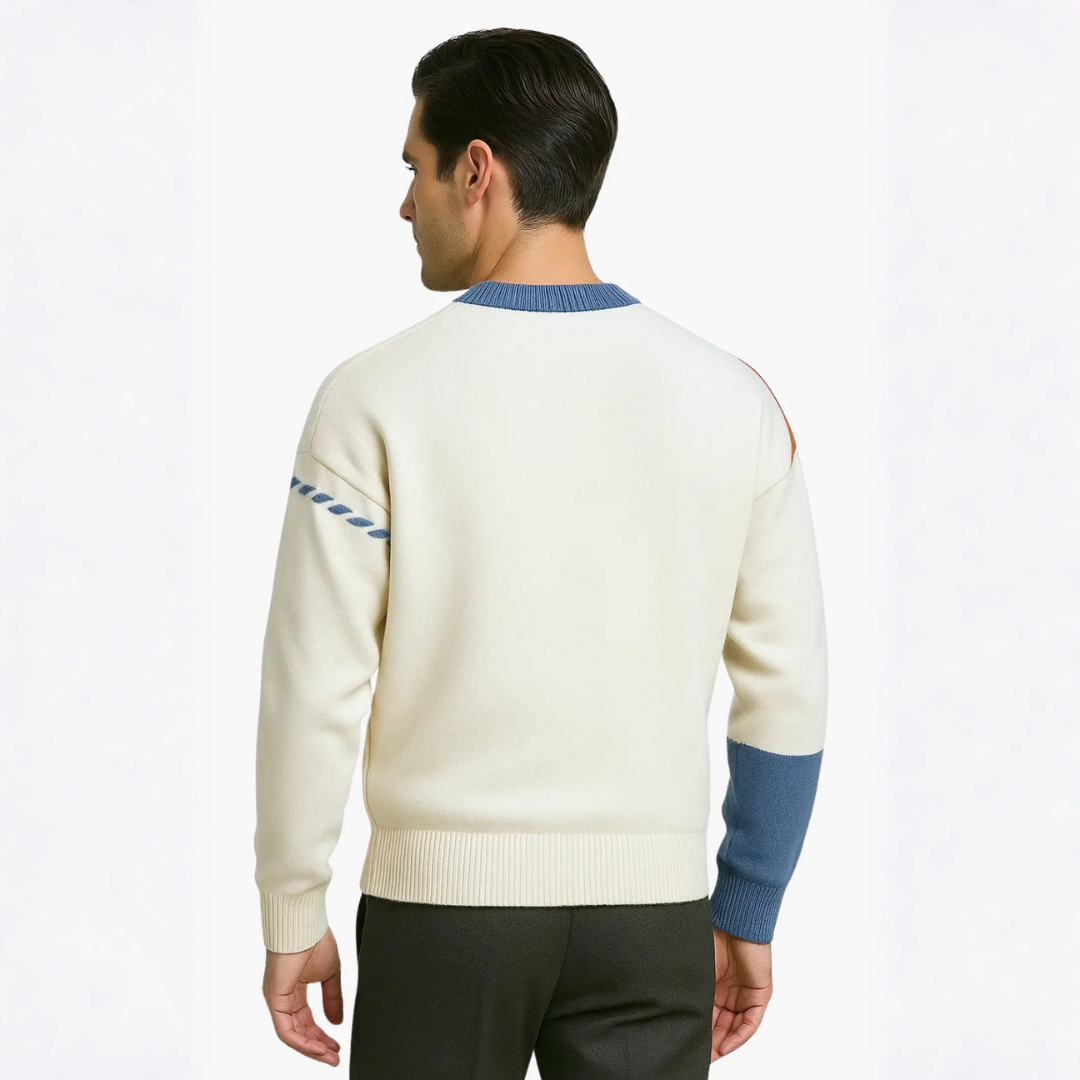 Pull homme tricolore en maille texturée