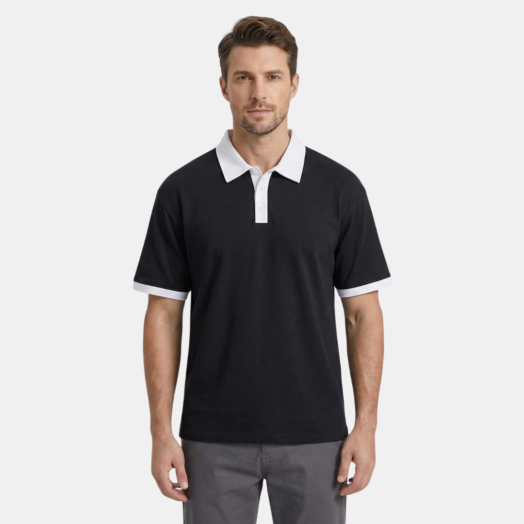 Polo homme uni à manches courtes avec col contrasté