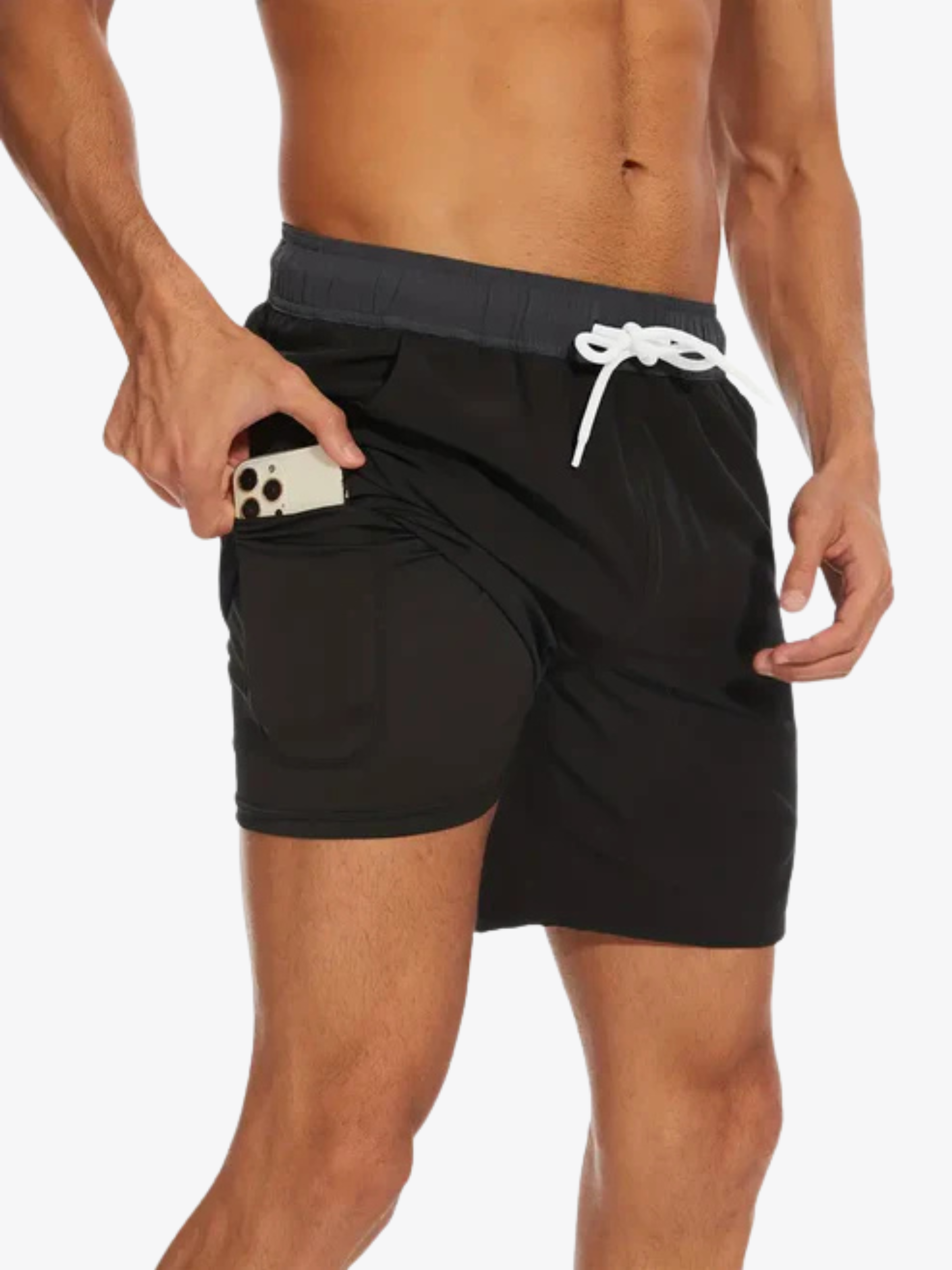 Short de bain athlétique à séchage rapide avec doublure de compression homme