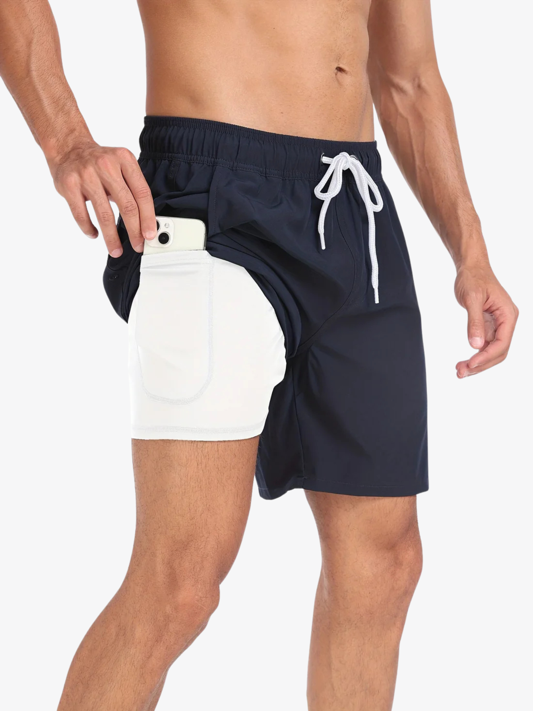 Short de bain athlétique à séchage rapide avec doublure de compression homme