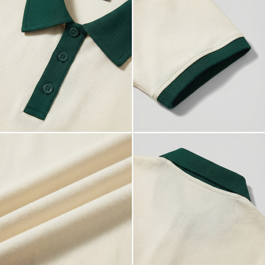 Polo homme uni à manches courtes avec col contrasté