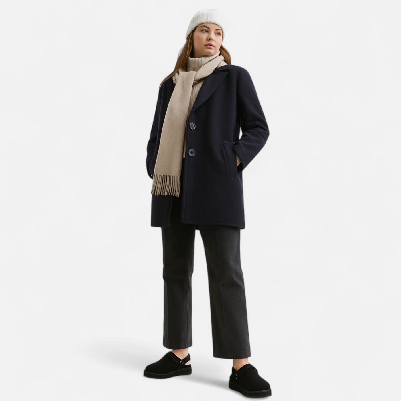 Chaussons pour femme en cuir à bout fermé