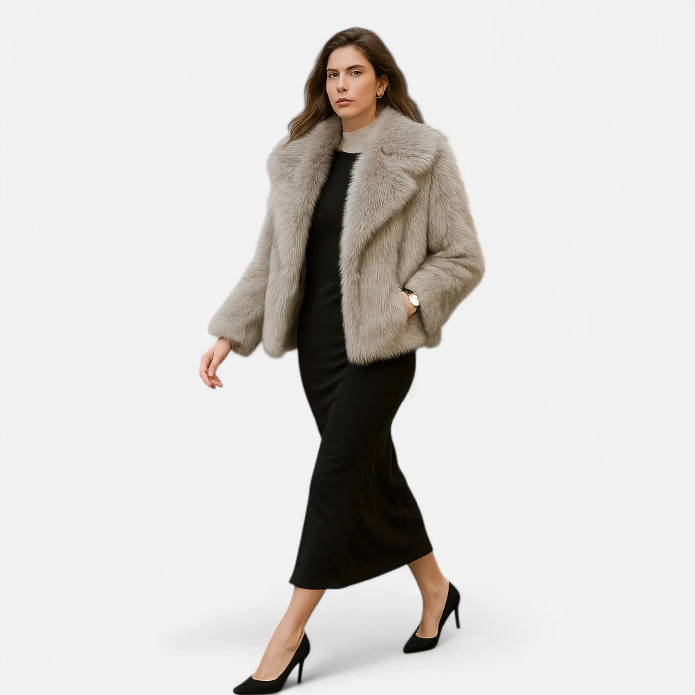 Manteau d’Hiver femme en fausse fourrure douce