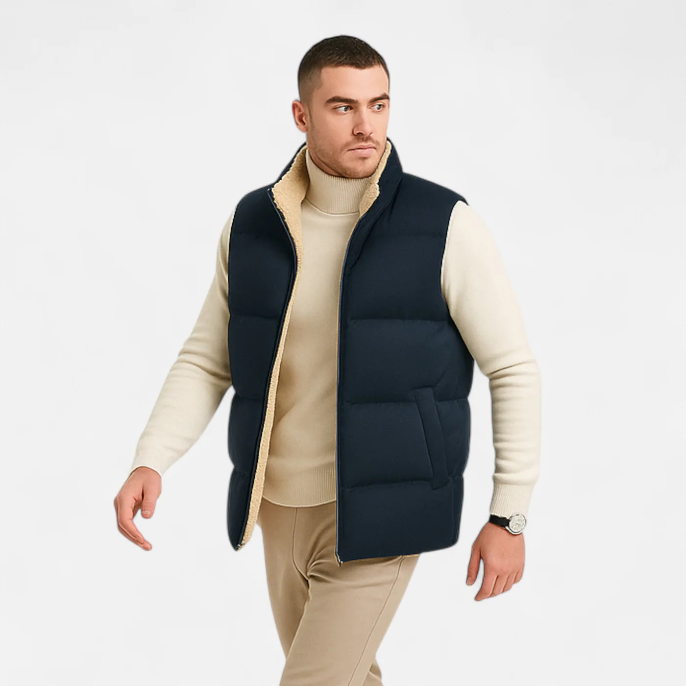 Gilet d’hiver en laine d’agneau pour homme
