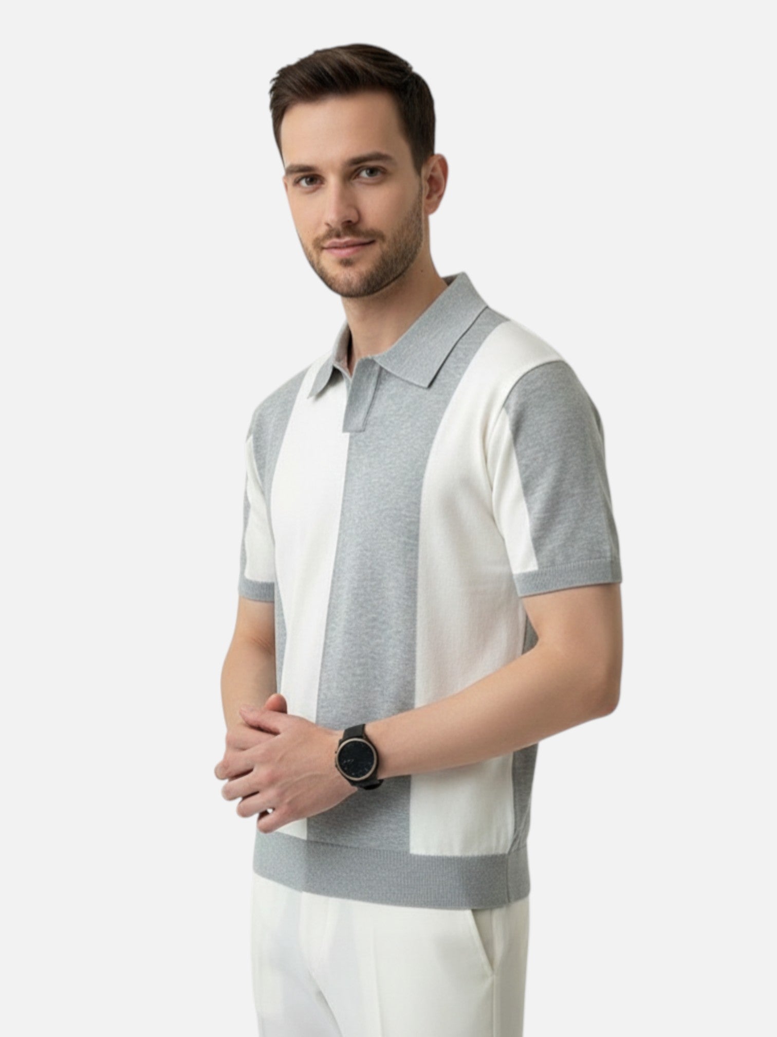 Polo rayé à manches courtes pour homme