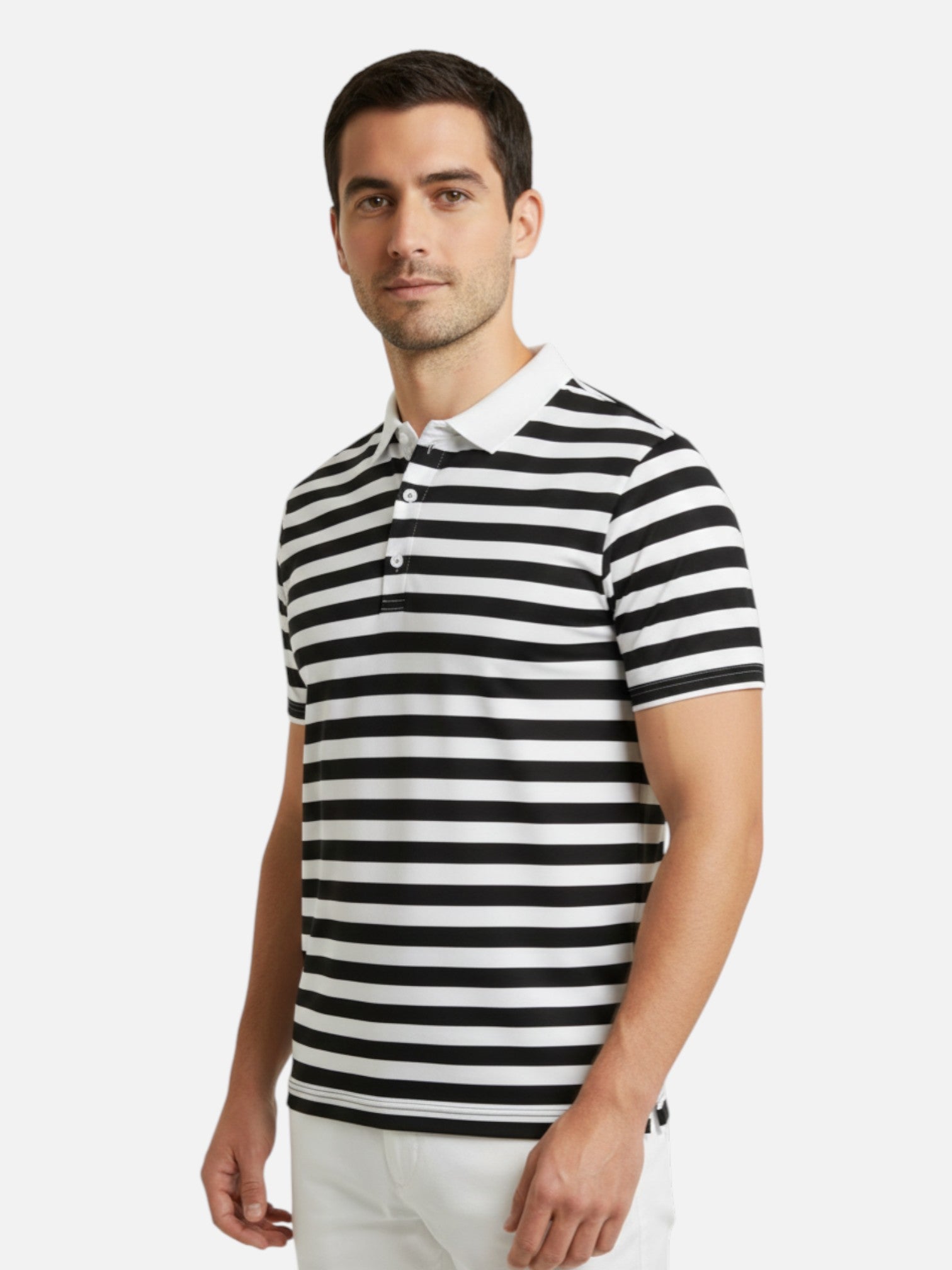 Riviera style striped polo for men