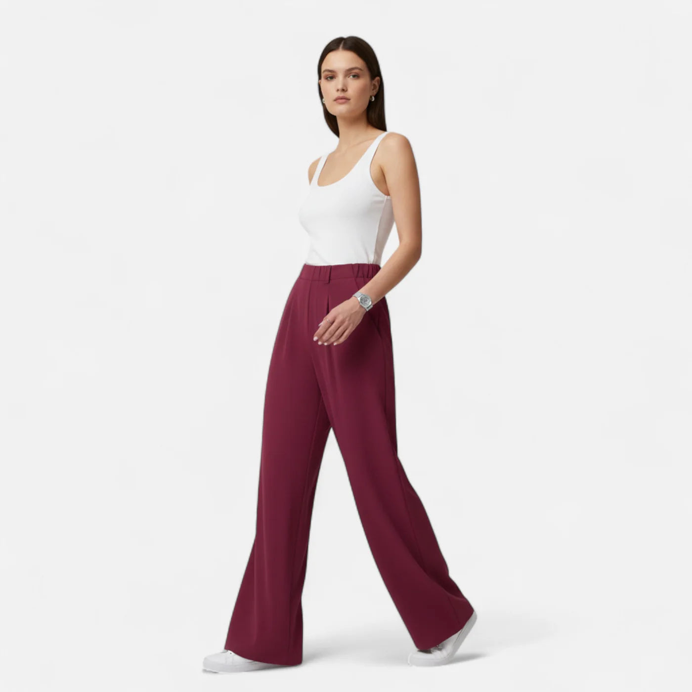 Pantalon palazzo femme taille haute coupe large