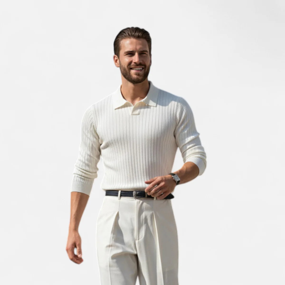 Polo homme à côtes – coupe ajustée
