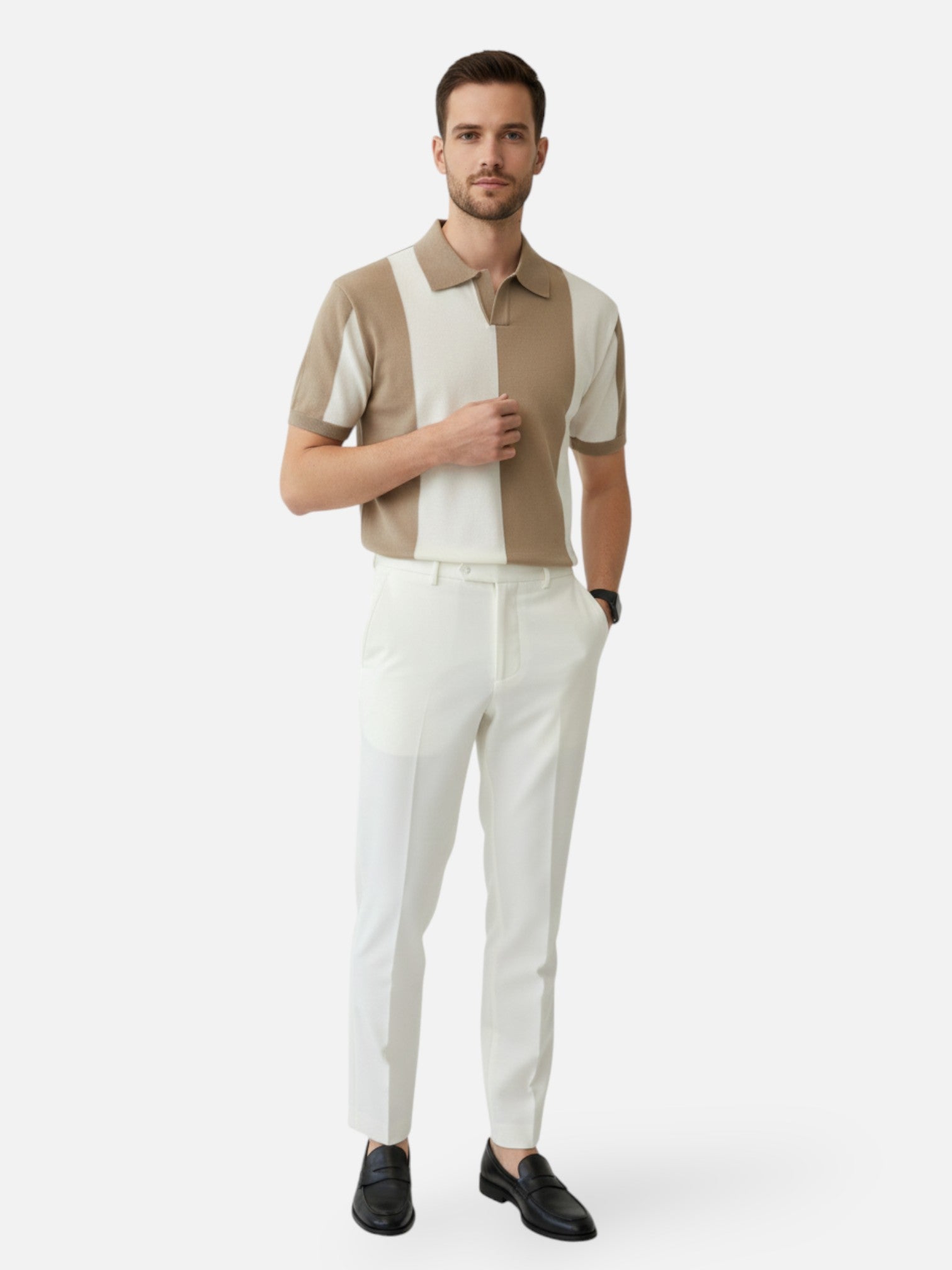 Polo rayé à manches courtes pour homme