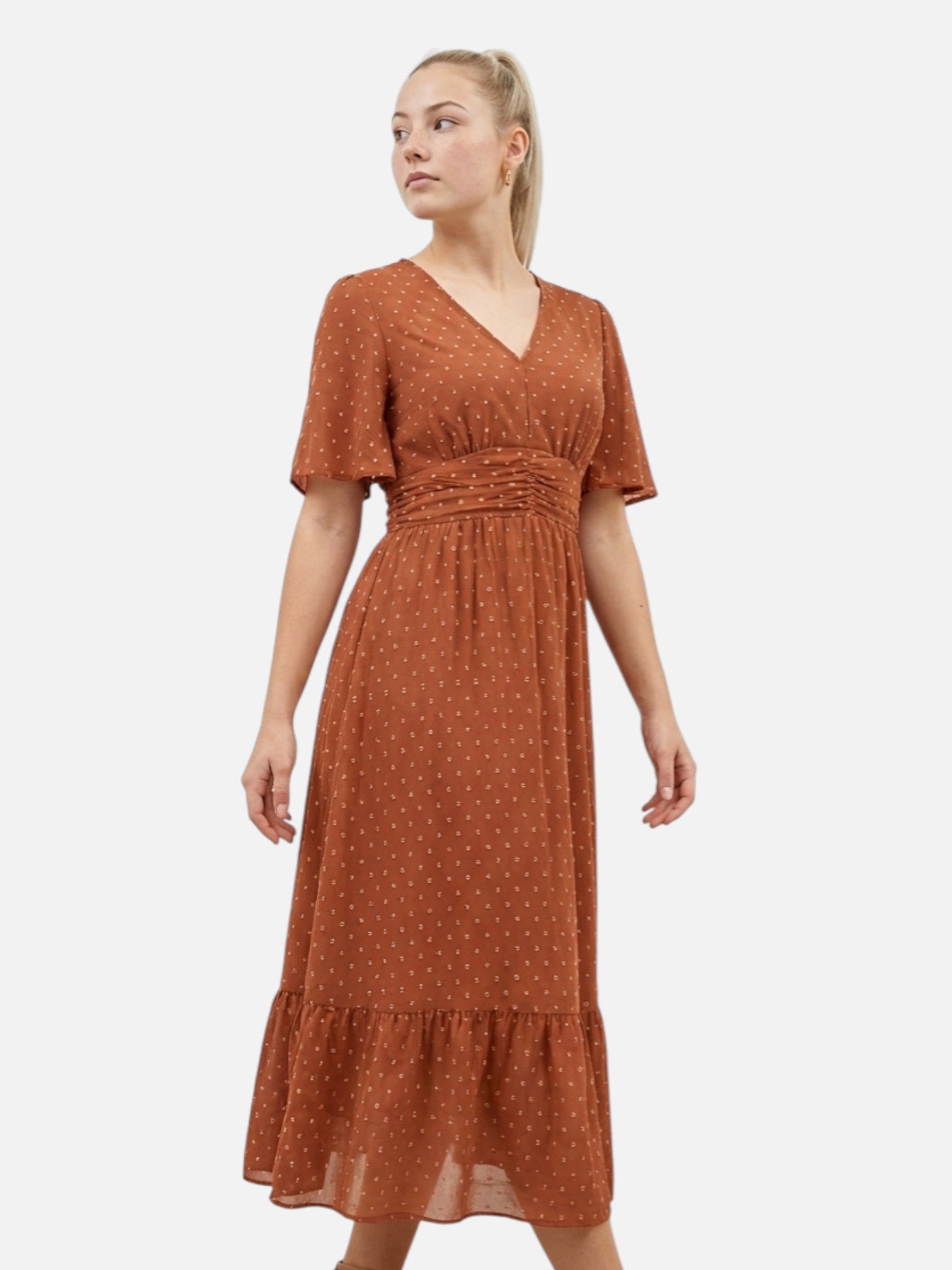 Robe col V fluide pour femme