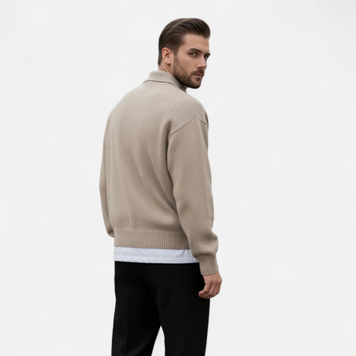 Pull héritage en maille à col revers pour homme