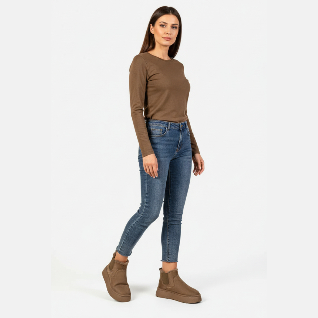 Bottines d’hiver à plateforme doublées en peluche pour femme