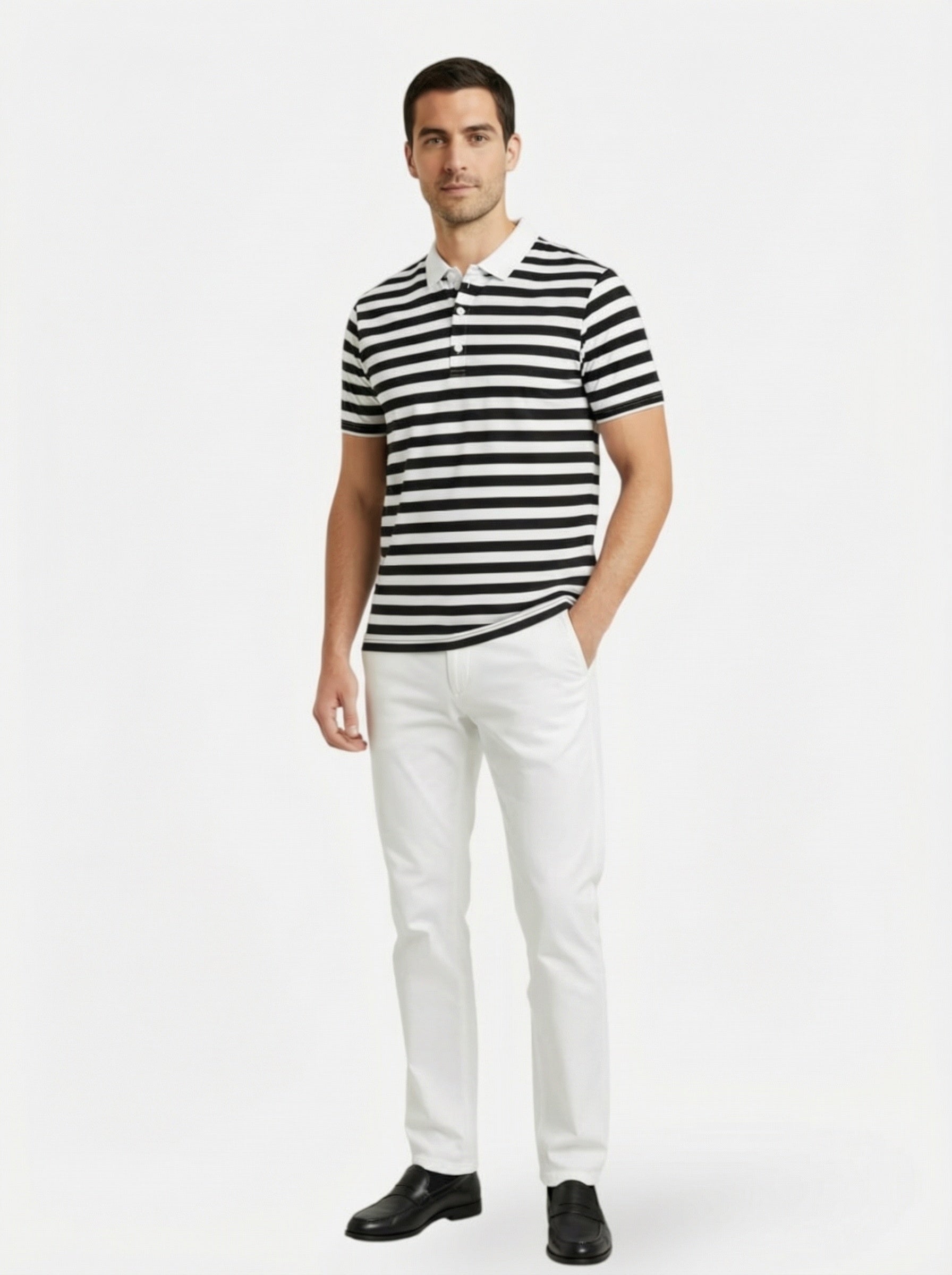 Riviera style striped polo for men