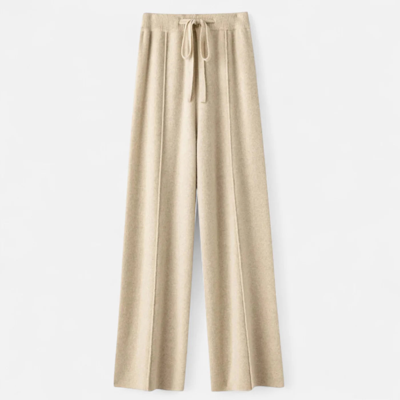 Pantalon femme en laine maille à jambes larges