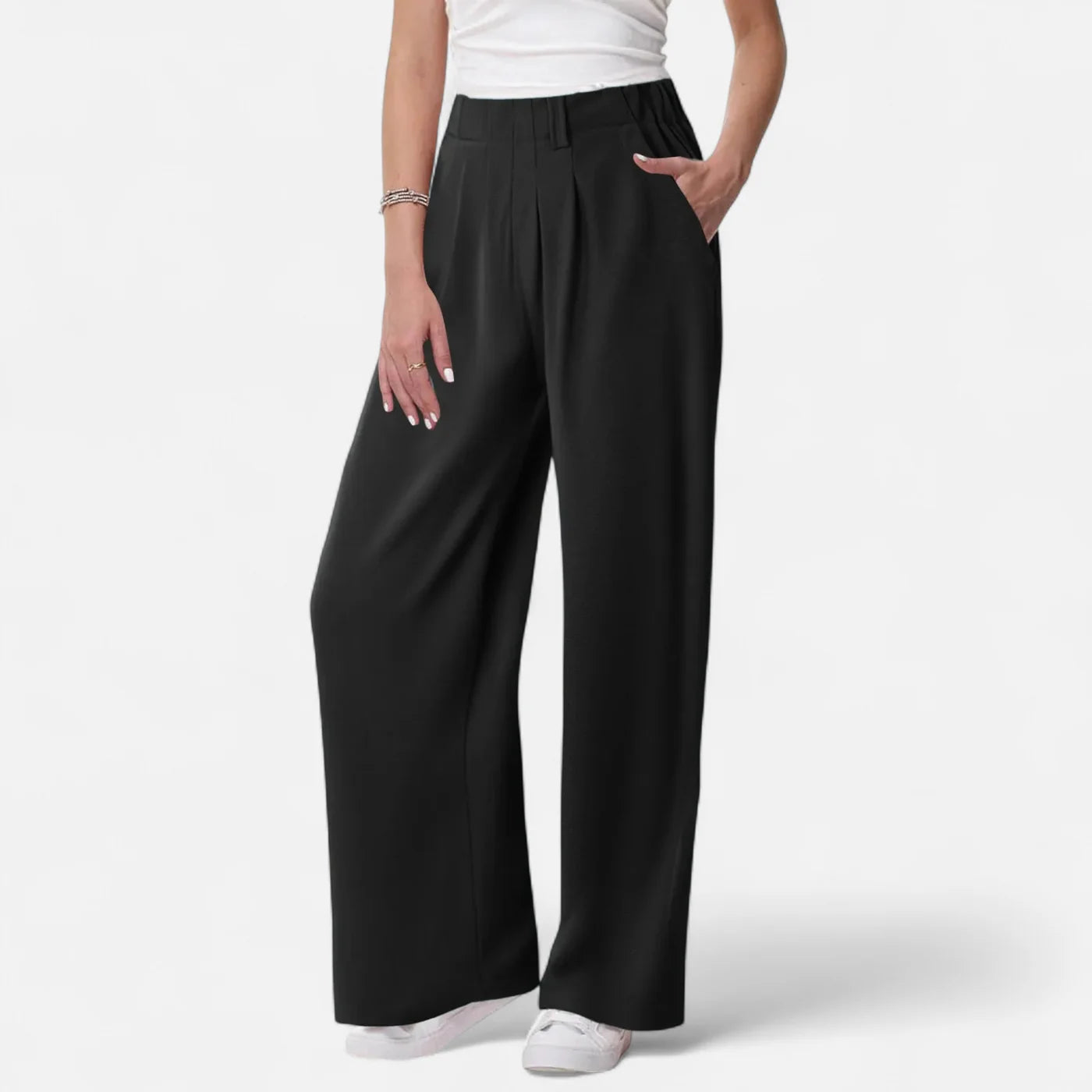 Pantalon palazzo femme taille haute coupe large
