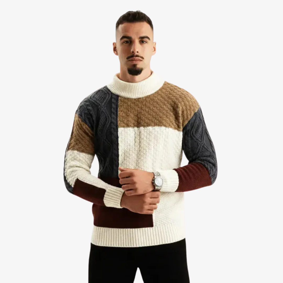 Pull texturé à maille câblée et nid d’abeille pour homme