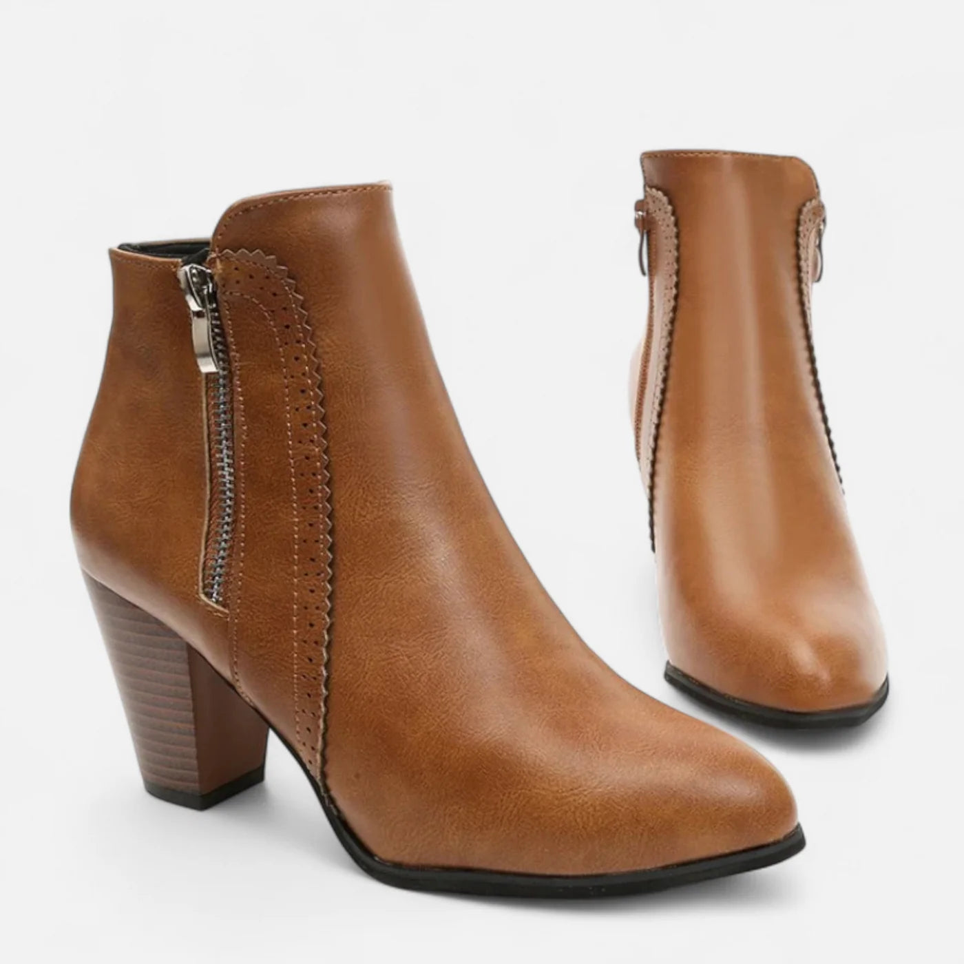 Bottes rétro à talon zippé pour femme