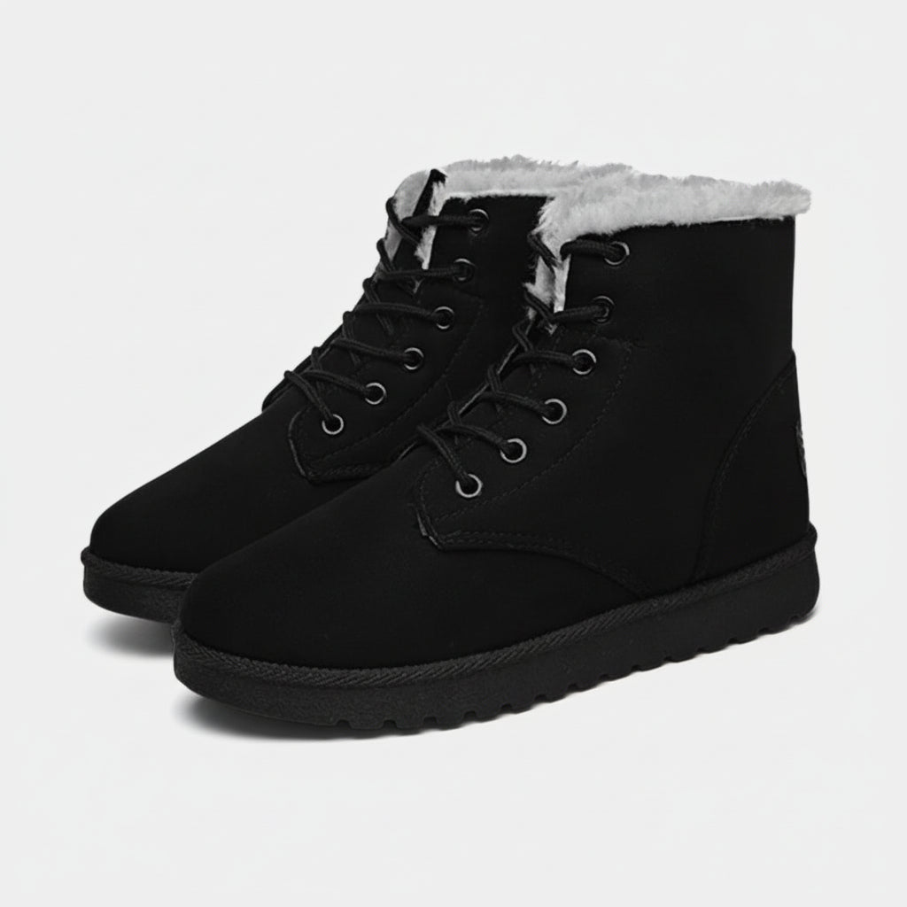 Bottines d'hiver fourrées à lacets pour femme