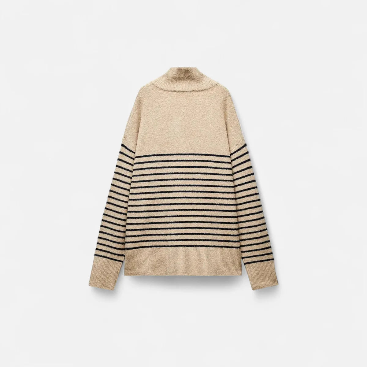 Pull femme à col roulé rayé