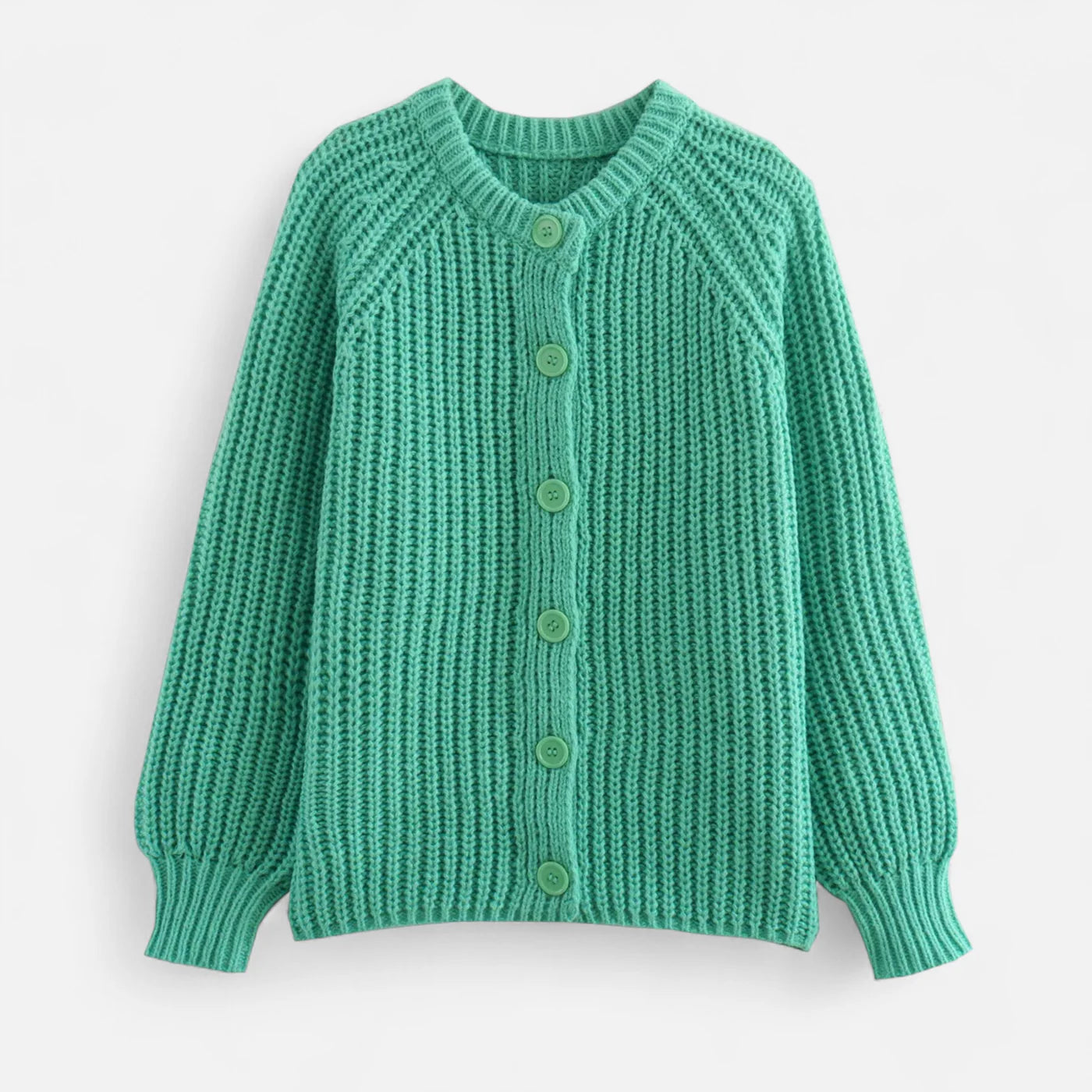 Cardigan tricoté à col rond vintage pour femme