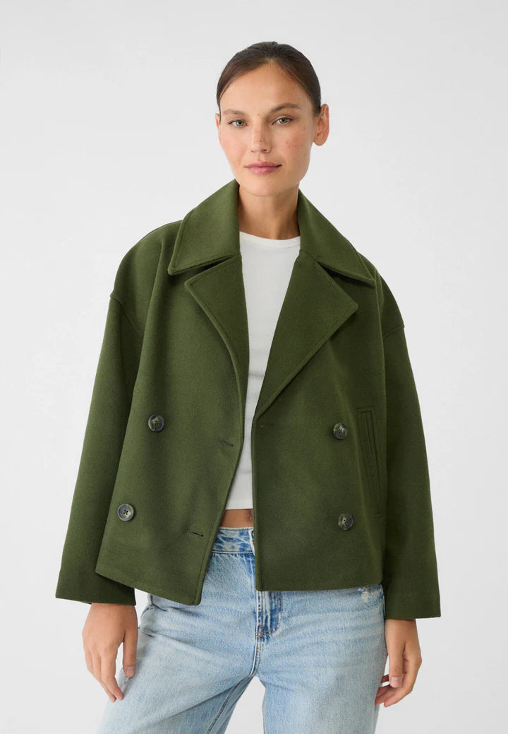 Veste chic courte à double boutonnage pour femme