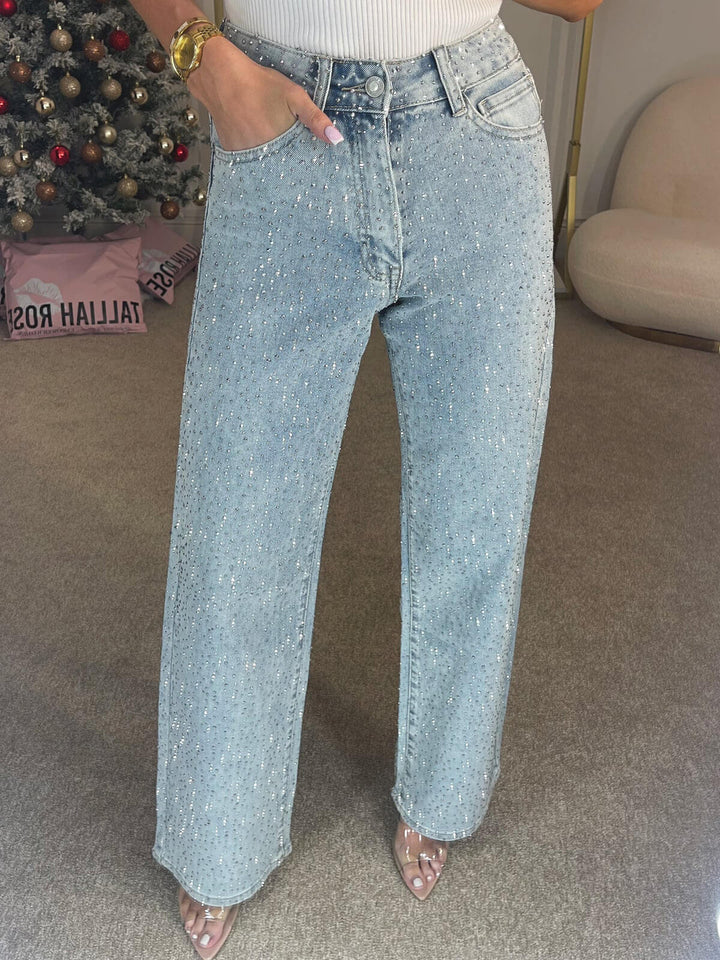 Jean tendance à paillettes pour femme