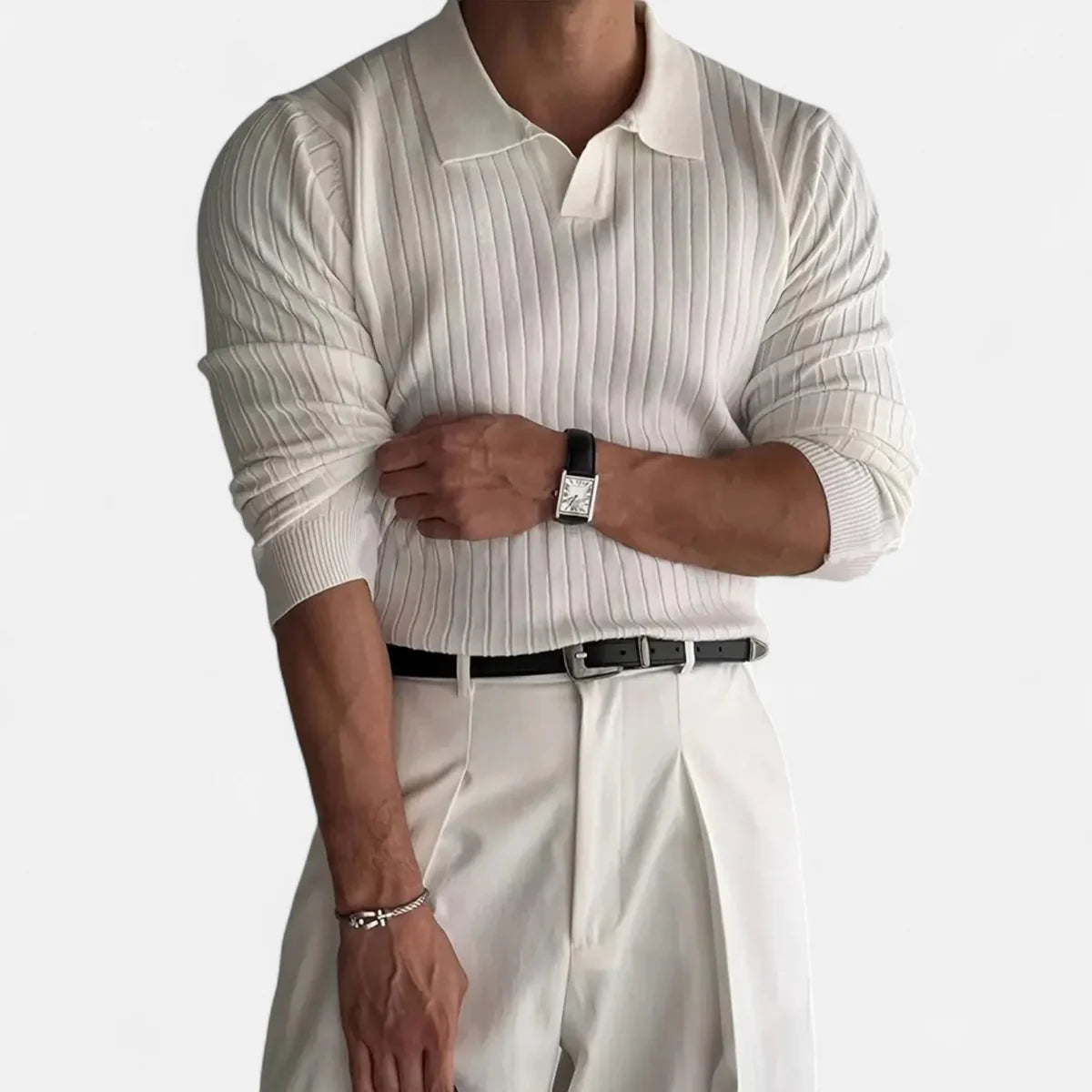 Polo homme à côtes – coupe ajustée