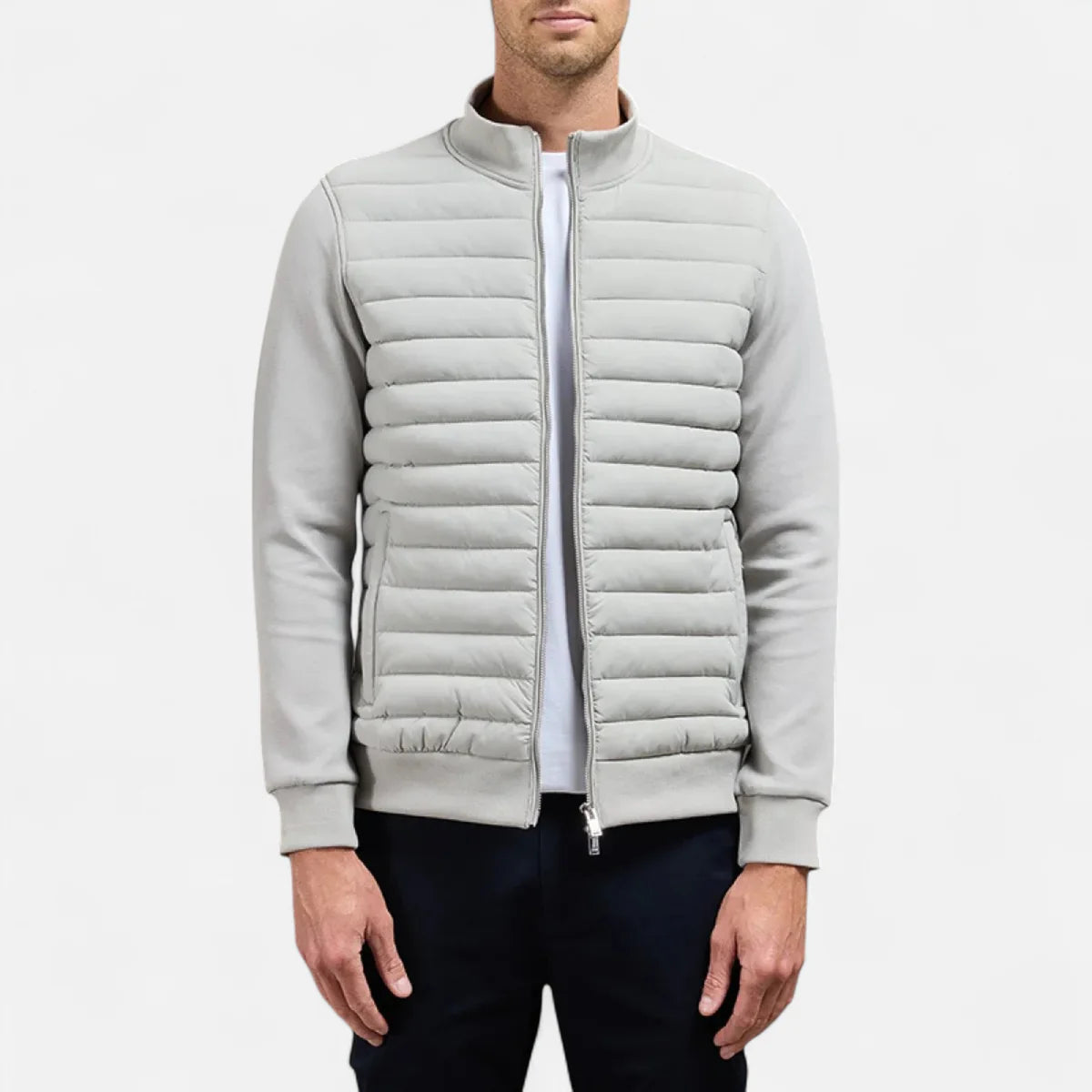 Veste tricotée légère à col montant pour homme