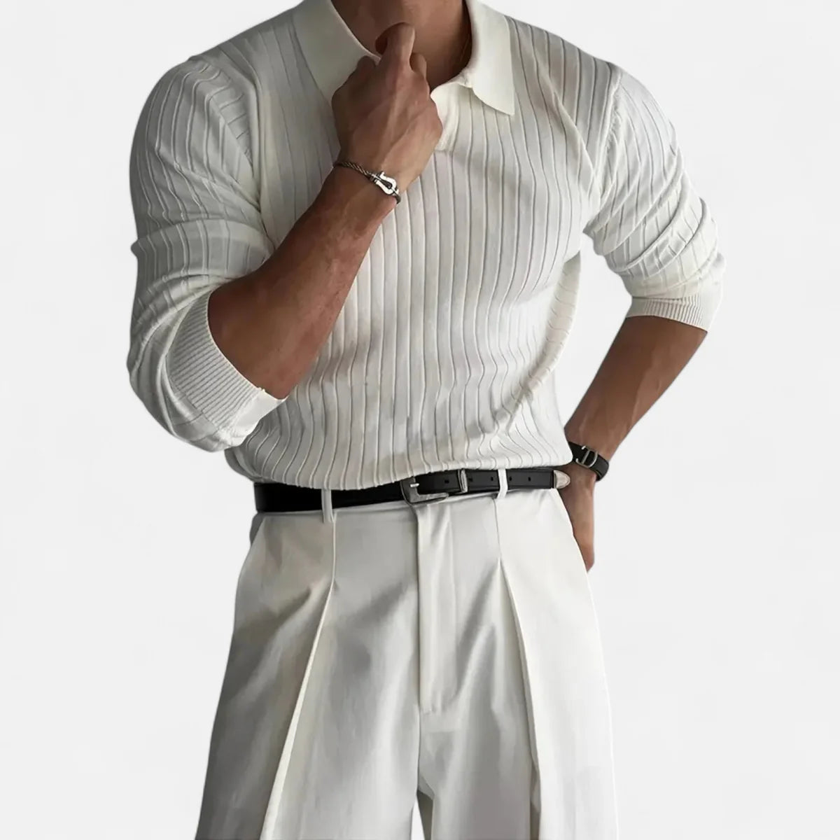 Polo homme à côtes – coupe ajustée