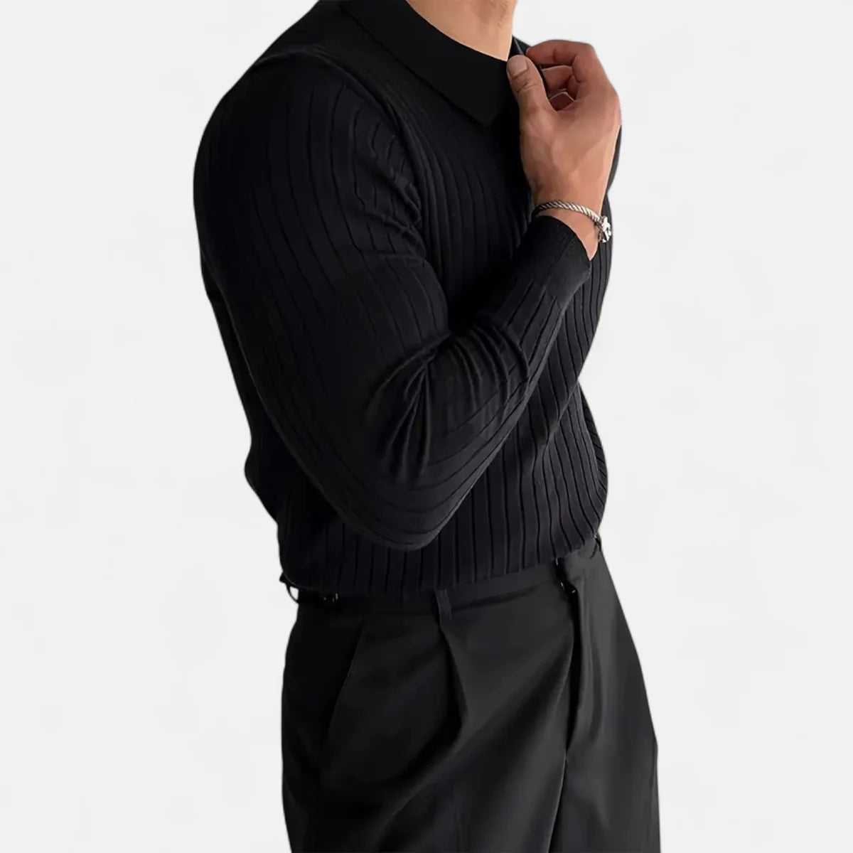 Polo homme à côtes – coupe ajustée