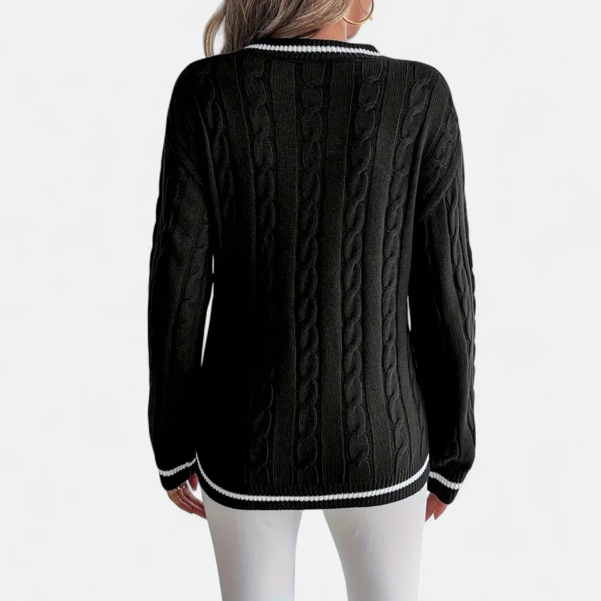 Pull torsadé pour femme col en V élégance